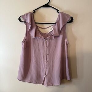 Mine Purple Sleeveless Ruffled Blouse with Sailor Collar